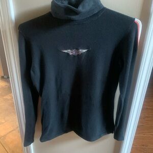 Harley Davidson Shirt Women’s M Tan turtle neck Long Sleeve Spell Out